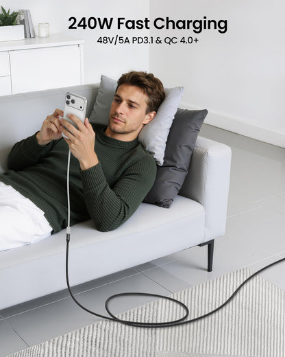 Silkland USB C Extension Cable 40Gbps, [240W Charging/8K/4K@240Hz] USB C Extender 3.3ft, Braided USB4 Extension Male to Female for Thunderbolt 4/USBC Hub/iPhone16/MacBook/iPad/Pixel/Dell XPS