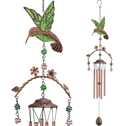 Wind Chimes - Green Hummingbird Wind Chimes for Outside Deep Tone 34 inches 5 Aluminum Tubes, Birthday, Mother's Day, Hummingbird Gifts for Mom, Grandma, Decorations for Home, Garden, Patio, Backyard
