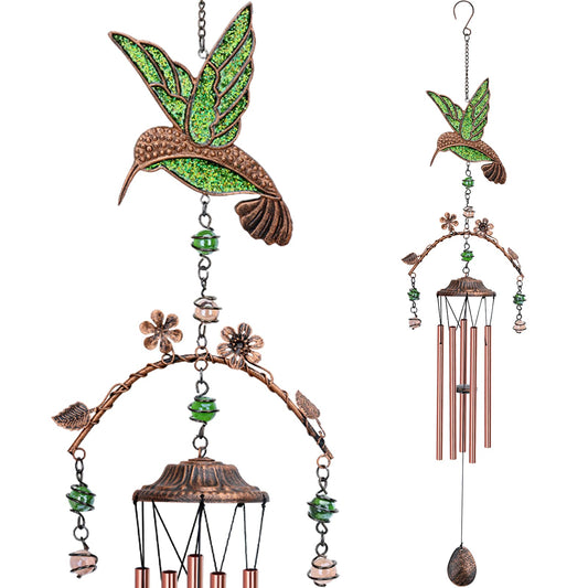 Wind Chimes - Green Hummingbird Wind Chimes for Outside Deep Tone 34 inches 5 Aluminum Tubes, Birthday, Mother's Day, Hummingbird Gifts for Mom, Grandma, Decorations for Home, Garden, Patio, Backyard