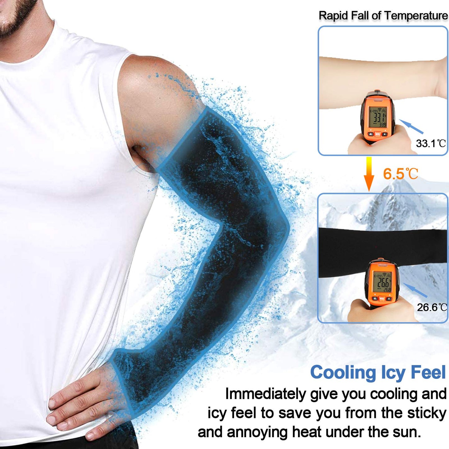 Beister 6 Pairs Cooling Arm Sleeves, UV Protection, Women Men Summer Outdoor Sunblock Arm Cover with Thumb Hole
