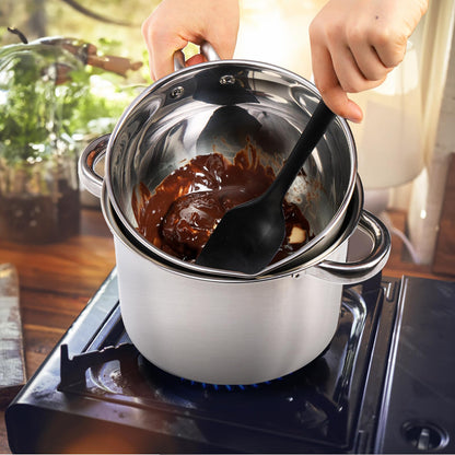 ZENFUN Double Boiler Pot Set with Silicone Spatula, 2000ml/1.8QT Chocolate Melting Pot with 2800ml/2.54QT Stainless Steel Pot, Candy Melting Pot, Chocolate Melter for Butter, Caramel, Cheese, Wax