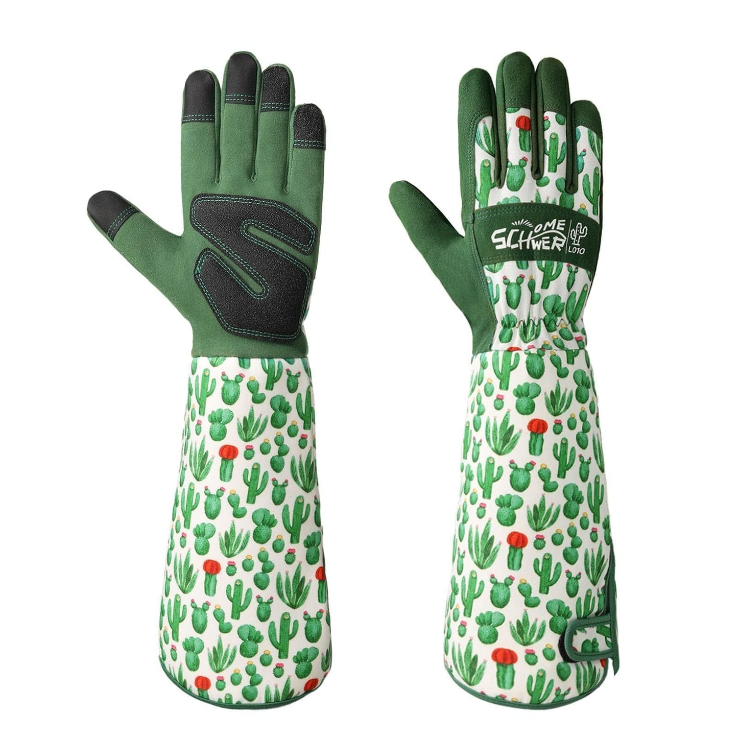 Schwer Gardening Gloves for Women, Rose Pruning Gloves with Forearm Protection, Breathable and Comfortable Long Garden Glove with Touch Screen for Yard & Outdoor Work (Large 1 Pair)