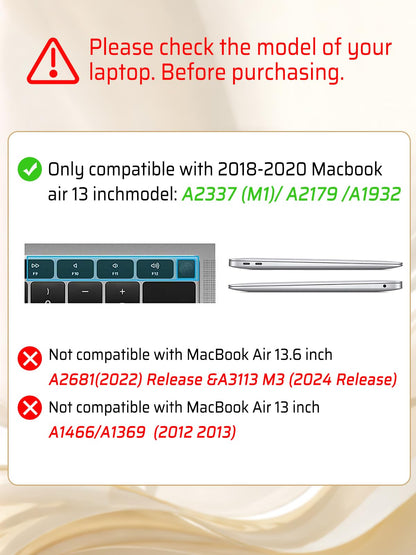 Seorsok Compatible with MacBook Air 13 Inch Case2022 2021 2020 2019 2018 Release A1932 A2179 M1 A2337 Touch ID,Elegant Leather Plastic Hard Shell Case Transparent Keyboard Cover,Beige Woven Fabric