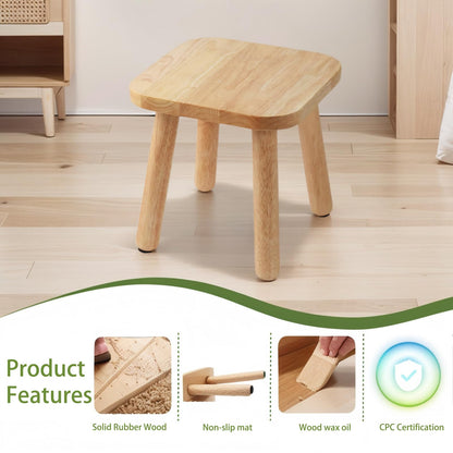 XIHESHIJ 11.6" Non-Slip Wooden Step Stool - Compact & Sturdy, 250 Lbs Capacity, Easy Assembly for Bedroom, Bathroom, Kitchen Toddler Chair Wooden Kids Desk (Nature)
