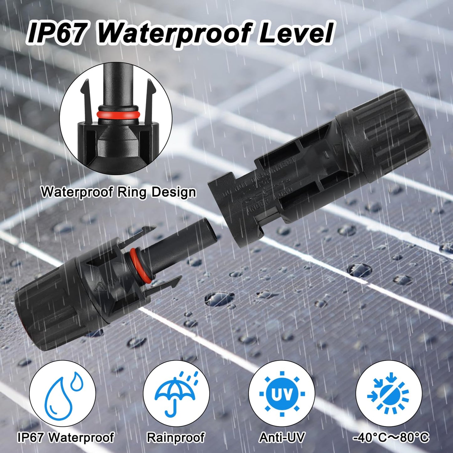 20Pairs/40PCS Solar Panel Connectors MC4 Male & Female Solar Cable Connectors Adapter IP67 Waterproof Dustproof Connector with 2 Pack Spanners 1000V 2.5mm²-6mm²