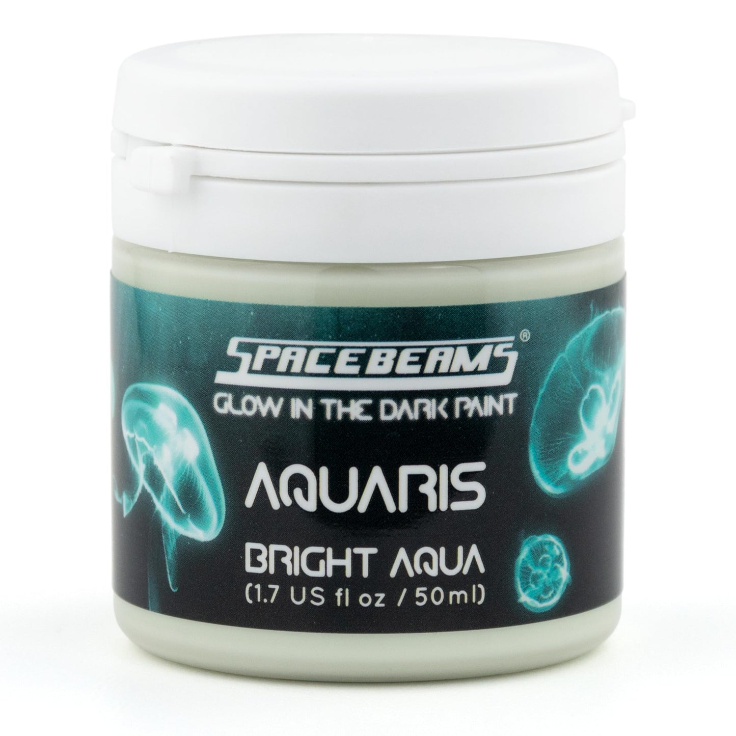 Aquaris Glow in the Dark Paint (50ml) Bright Aqua Glow (Light Blue/Turquoise), Non-Toxic, Water Based, by SpaceBeams