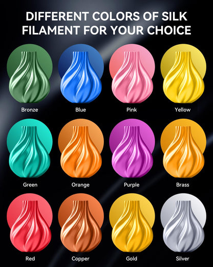 SUNLU Silk PLA 3D Printer Filament, Shiny Silk PLA Filament 1.75mm ±0.02mm, Silky Smooth Finish & Tangle-Free, Reusable Spool Fits Most FDM 3D Printers, 1KG PLA Silk Single Color (Sliver)