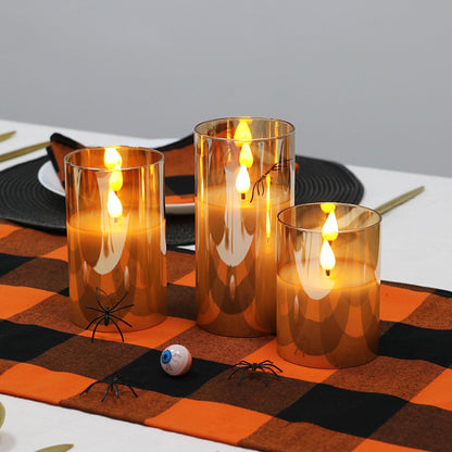 Rhytsing Gold Glass Battery Operated Candles with Remote, Flameless LED Candle Gift Set, Warm White Light, Batteries Included - Set of 3