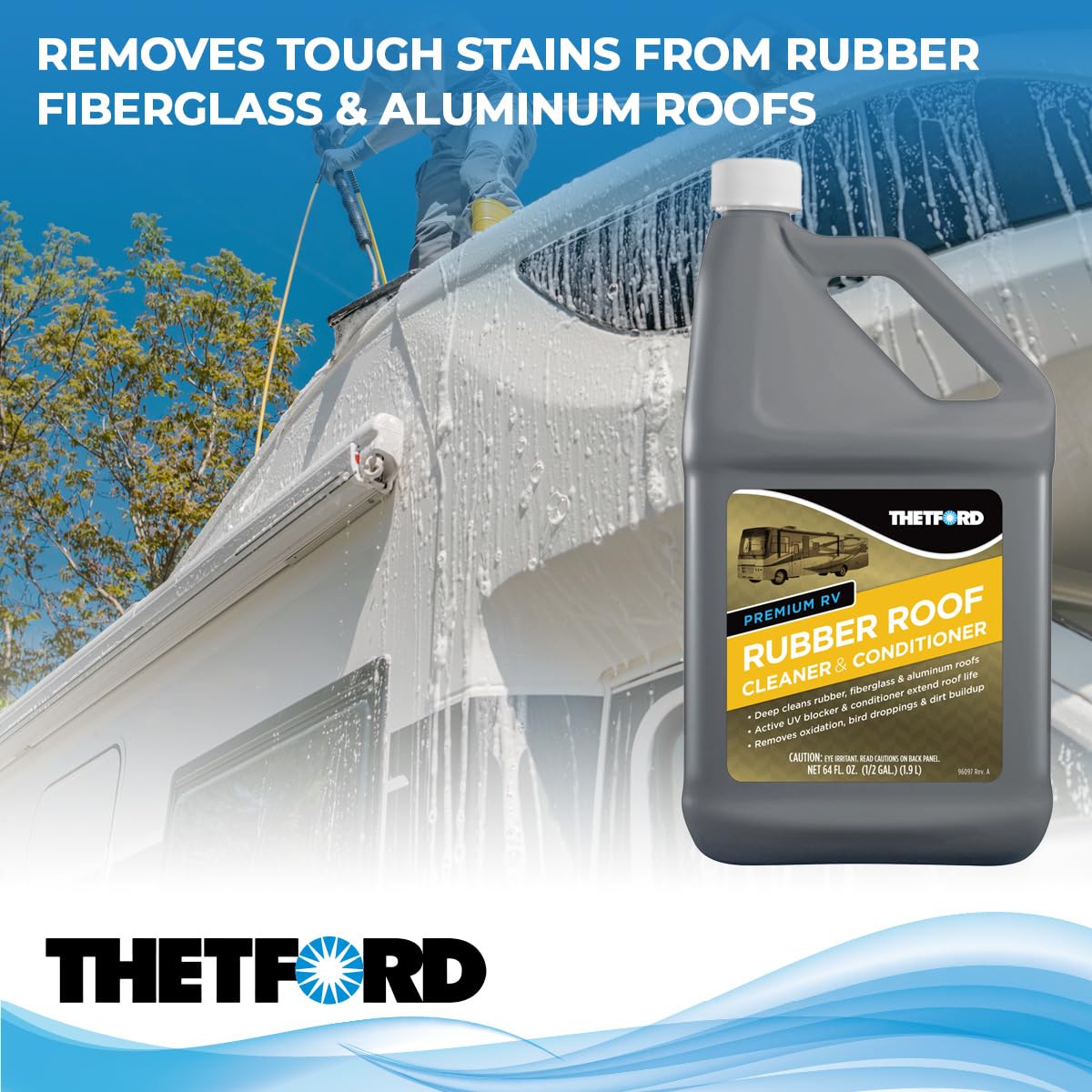 Thetford 96016 Premium RV Rubber Roof Cleaner and Conditioner - 64 oz.
