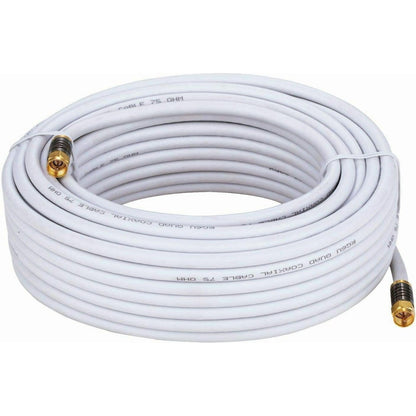 Cables Direct Online 50ft White Quad Shield RG6 Coaxial Cable, F Pin and BNC Extension Wire for Satellite Dish, Cable TV, Antenna - Digital HD 3GHz Coax Cord with Weatherproof Connectors