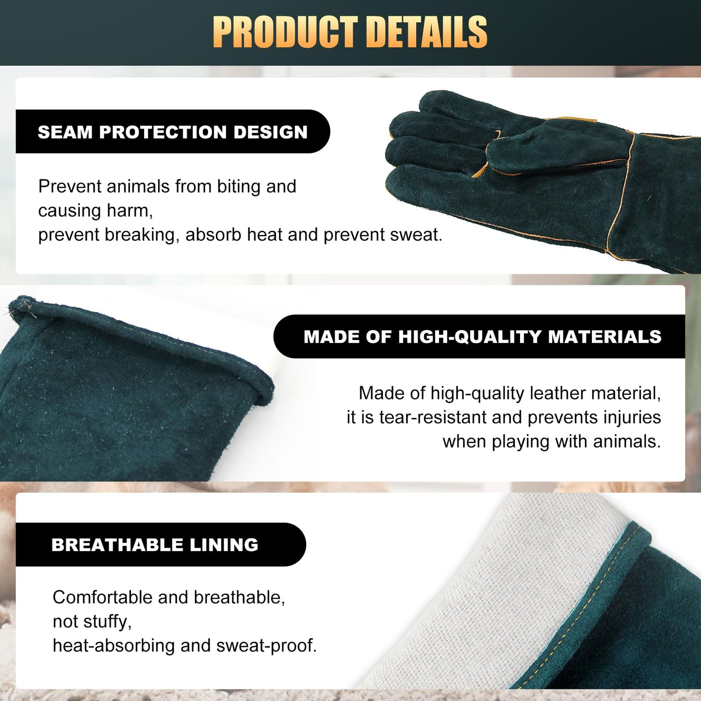 KOBSAINF 23 Inch Animal Handling 、 Animal Control Gloves, Anti-Bite Anti-Snake Premium Cowhide Protective Dog Training Gloves for Cat Grabbing Reptile Bird Falcon Grabbing