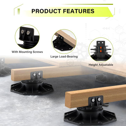 ASDJAKZP 12Pack Deck Support Pedestals, Height Adjustable Deck Foundation Base Support, Durable Tuff Blocks Deck Foundation for Floating Deck Platform Deck Floor, Raising from 1-3/16" to 2-3/8", Black