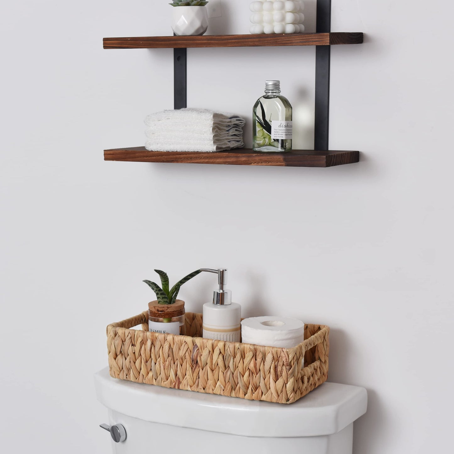 StorageWorks Water Hyacinth Basket for Toilet Paper, Wicker Baskets for Storage with Built-in Handles, 14 "L x 6 "W x 3 "H