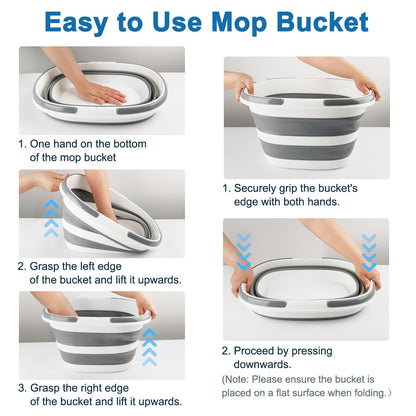 Collapsible Bucket 16L, Folding Mop Bucket for Cleaning Supplies, Portable Sink Wash Basin for Car Washing Laundry Fishing Camping Beach, Plastic Tub Ice Buckets with Handle for RV New Home Essentials