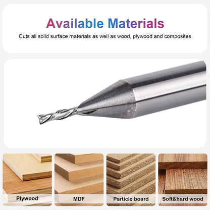 SpeTool 1/16" Cutting Diameter Downcut Spiral Router Bit with 1/4" Shank 1/4" Cutting Length 2" OVL, Solid Carbide Wood Router Bits CNC Plunge Slot Cutting
