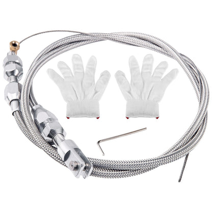 Spurtar 36" Braided Throttle Cable Kit, Compatible with 97-07 Chevrolet/Chevy LS1 Engine 4.8L 5.3L 5.7L 6.0L, 36in Accelerator Throttle Cable Repair Kit Stainless Steel Swap Fuel Line