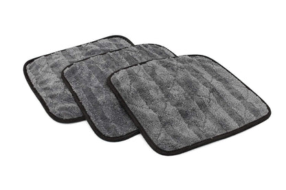 The Rag Company - The Gauntlet Drying Towel - 70/30 Korean Blend Microfiber, Designed to Dry Vehicles Faster Without Scratching Paint or Glass, 900gsm, 12in x 12in, Grey (3-Pack)
