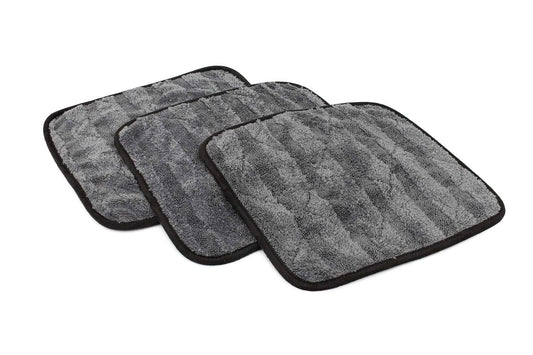 The Rag Company - The Gauntlet Drying Towel - 70/30 Korean Blend Microfiber, Designed to Dry Vehicles Faster Without Scratching Paint or Glass, 900gsm, 12in x 12in, Grey (3-Pack)