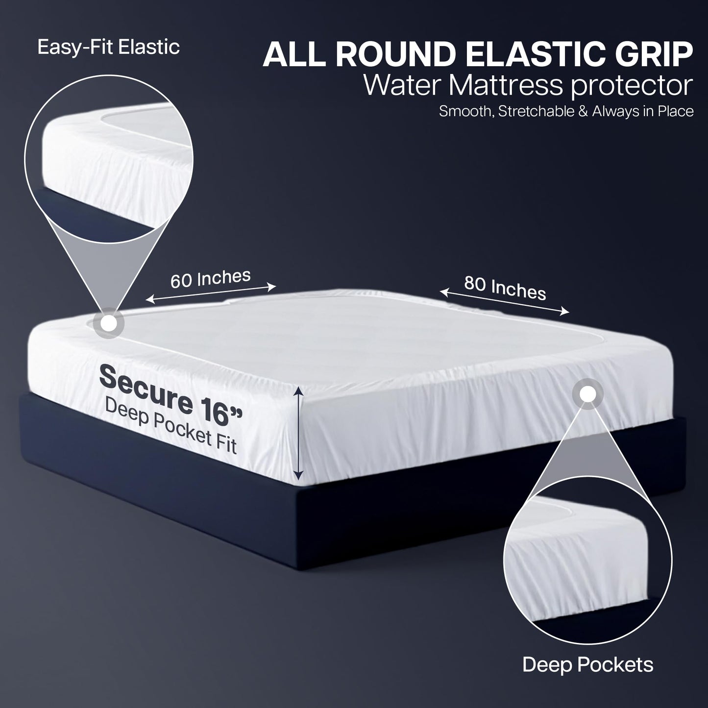 Beddora Waterproof Mattress Protector Queen Size, Breathable Quilted Mattress Cover – Bed Bug Proof Mattress Pad, Soft & Noiseless Fitted Sheet Stretches up to 16 Inches Deep (White)