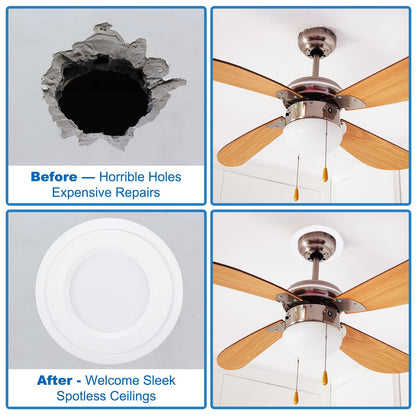 PATIKIL 5" ID 7.48" OD Goof Rings for Recessed Light, 2 Pack Matte White Goof Metal Trim Ring Lighting Fixture for Ceiling Wall Recessed Can Downlights