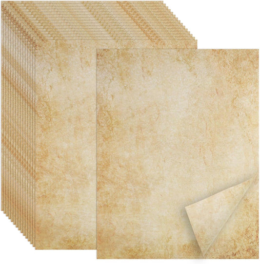 SOYANGNEK 100 Sheets Vintage Paper 120GSM 8.5 x 11 Antique Looking Letterhead Paper Thicker Double-Sided Aged Parchment Paper for Printing Certificate Writing Invitation Resume Award Craft