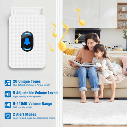 Daytech Caregiver Pager Wireless Senior Alarm Call Button Emergency Panic Button Call Bell Alert System for Elderly/Pregnant/Disabled, 1 Receiver + 1 Watch Call Button