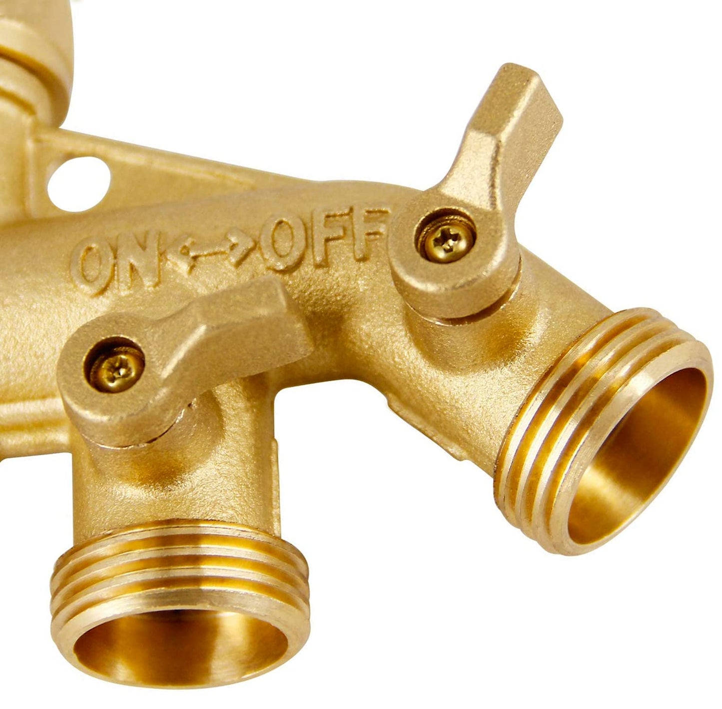 4 Way Garden Hose Splitter 3/4" GHT Solid Brass Hose Connector Heavy Duty Hose Spigot Adapter for Gardens/Home Life/Household Use with 4 Valves 8 Gaskets +2 Seal Tapes
