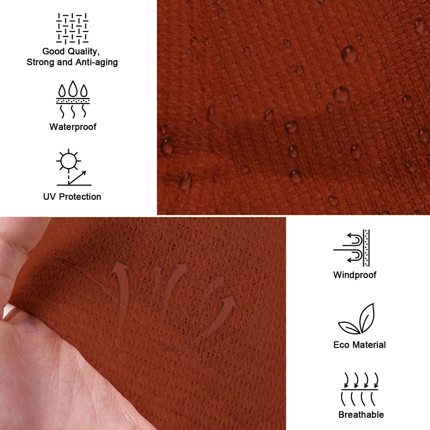 Sun Shade Sail, 12'x12'x12' 95% Sunscreen Anti UV Water Resistance Oxford Cloth Triangle Sun Shade Sail, Awning Shade for Outdoor Patio, Garden, Backyard, Lawn Pool Party Coffee House (Rust Red)