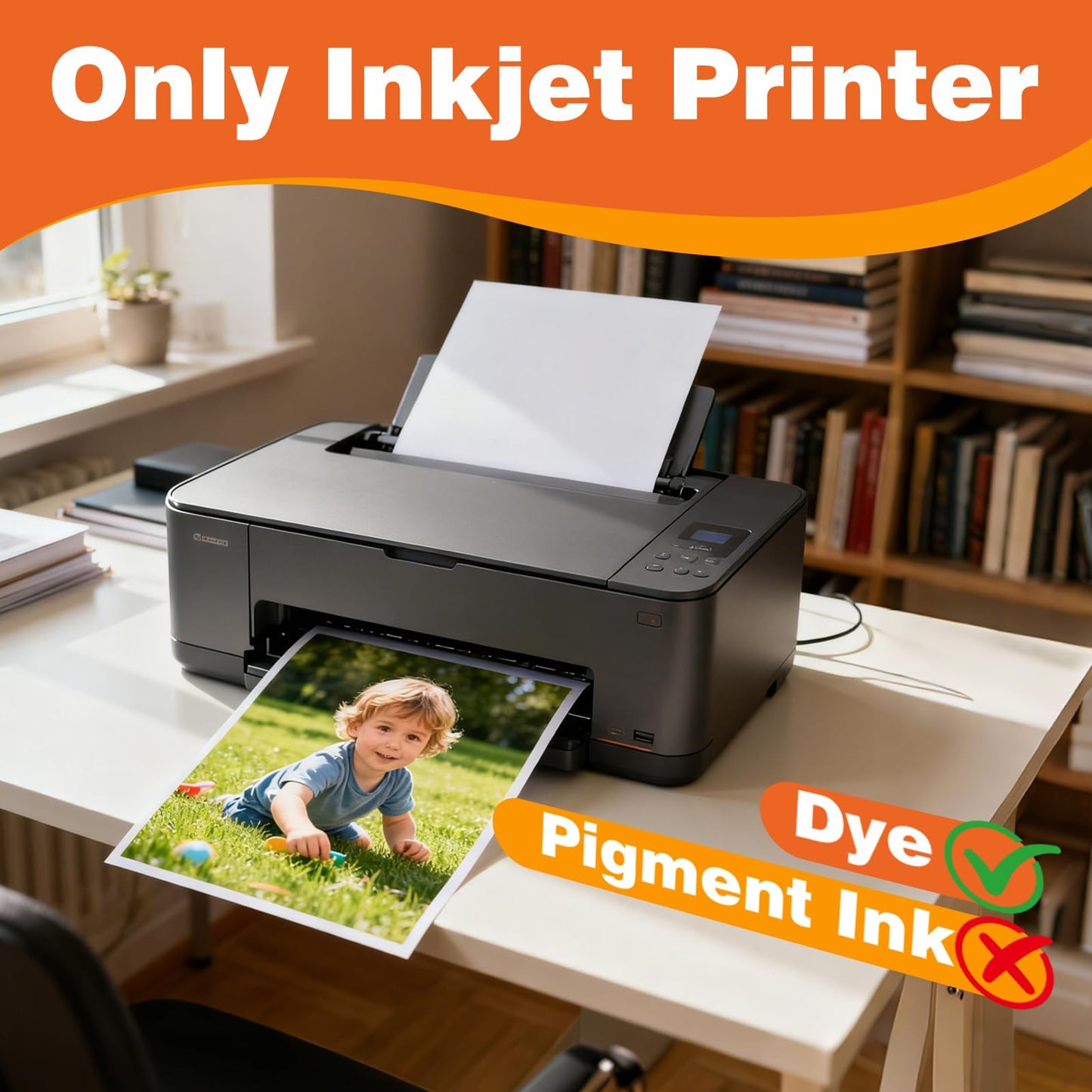 Uinkit 100 Sheets Double Sided Photo Paper Glossy 8.5x11 54lbs Inkjet for Dye Ink 200Gsm Value Bulk Pack Picture 8.5 x 11 9.5Mil for Inkjet Printing Printer (8.5x11inches-100sheets)