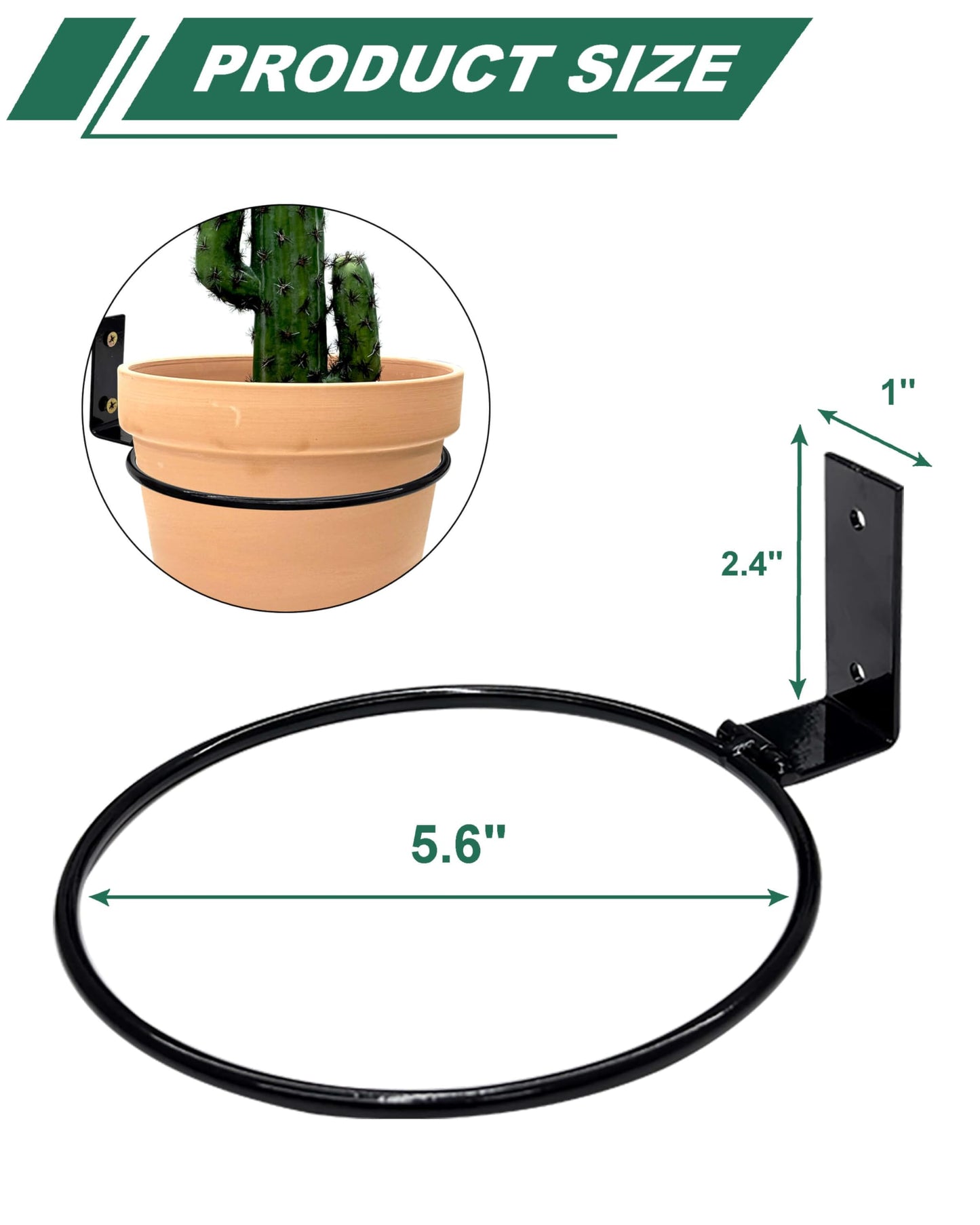 vensovo 6 Inch Metal Wall Mounted Plant Holder - 6 Pack Flower Pot Hanger Rings, Wall Planter Ring Holders Bracket Hooks Heavy Duty for Indoor and Outdoor Decor