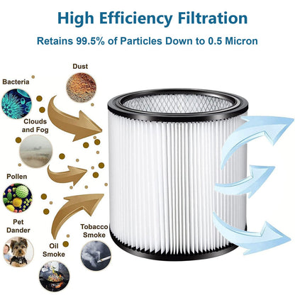 Shop Vac Filter 90304, 90585 Foam Sleeve Filter & 90107 Dry Vac Filter Set, Compatible with Most 5-Gallon and Larger Wet/Dry Vacuum Cleaners, Includes Retaining Straps and Cleaning Brush