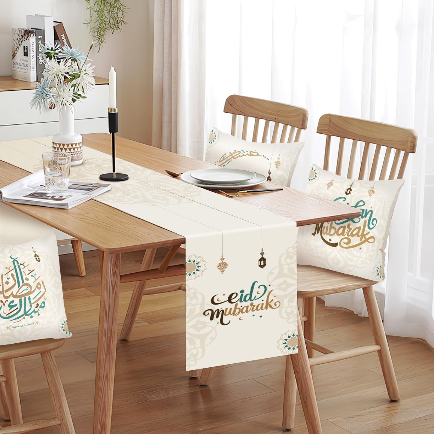 Ramadan Decorations for Home 2026 - Table Runner & 4pcs 18x18 inches Pillow Covers - Ramadan Decor for Table Couch - Gifts-Indoor (18" x 18" (Pack of 5))