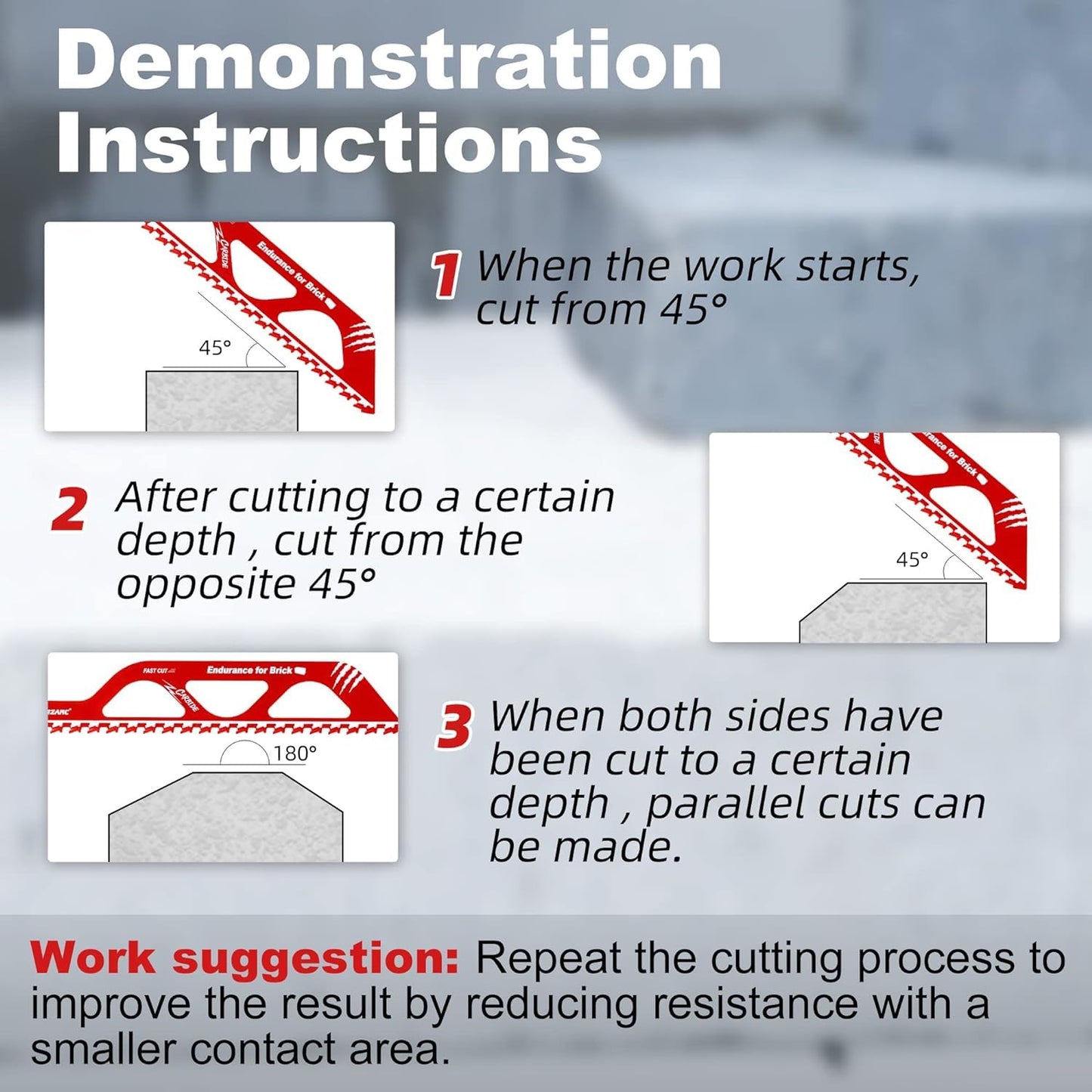 EZARC Demolition Masonry Reciprocating Saw Blade, Carbide Blades for Cutting Aerated Concrete and Hollow Brick 12-Inch, 1 Pack