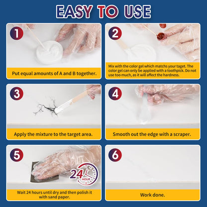 Marine Fiberglass Repair Kit, Quadence gelcoat Repair kit for Boats, Waterproof Epoxy Filler for Fiberglass Boats Fix Holes, Chips, Deep Cracks, Scratches- Fast Drying, Color Match