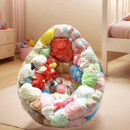 Quhoxdye Clear Extra Large 150L Bean Bag Chair Cover for Stuffed Animal Storage，organizing plush toysWaterproof Toy Organizer & Soft Plush Toys Holder Seat, (Chair Cover Only, No Filler Included)