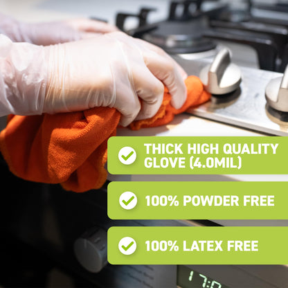 72HRS Vinyl Disposable All Purpose Clear Gloves – 4 mil, Latex Free and Power Free, Food Grade Multipurpose Gloves (200, Medium)