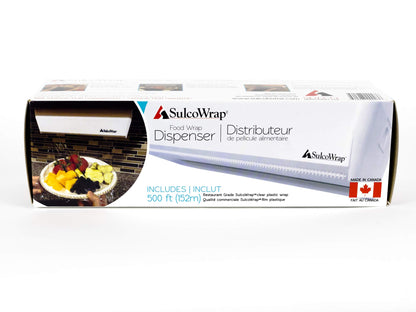 SulcoWrap Food Wrap Dispenser, Comes with a 500 ft Premium Plastic Wrap