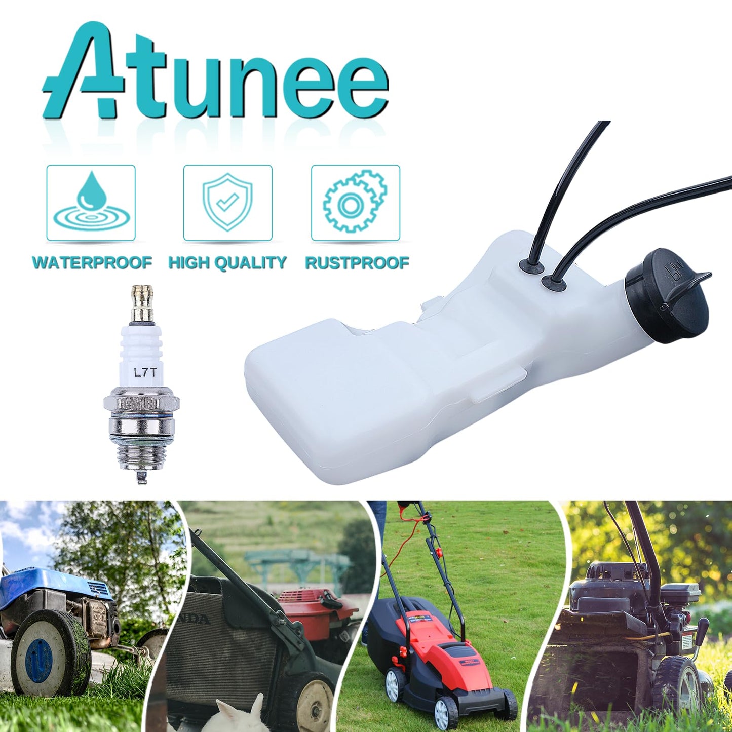 Atunee Gas Tank Fuel Tank 4137 350 0410 for Stihl FS80 FS80R FS85 HT75 FC75 FC85 FS75 KM85 FS74 FH75 KW85 Trimmer Brushcutter with Cap Spark Plug
