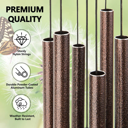 BLESSEDLAND Premium Wind Chimes-6 Hollow Aluminum Tubes 28" Wind Chime for Garden,Yard,Patio and Home Decoration (Copper Vein)