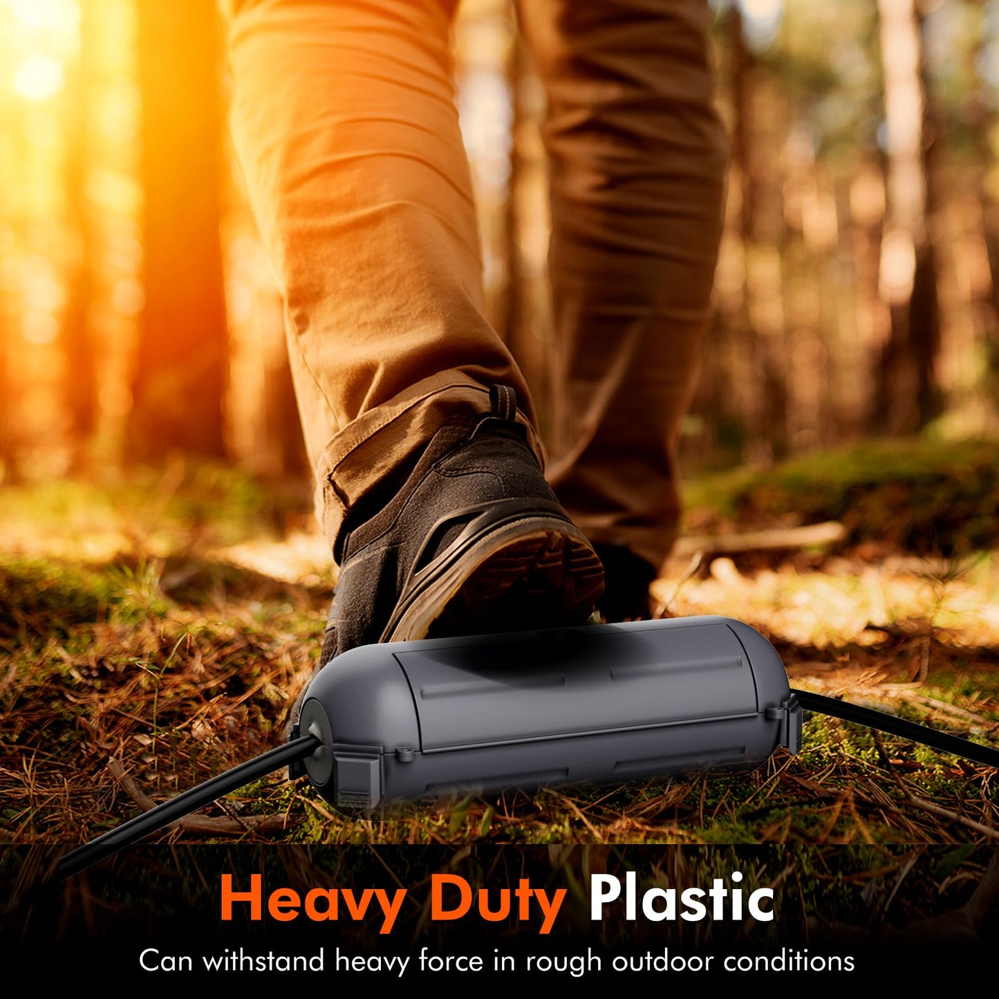 Restmo 4 Pack Mini IP44 Waterproof Outdoor Connection Box with Lockable Latches and Mounting Holes, Weatherproof Extension Cord Safety Cover for Outdoor Plugs, Lights, Cables, Wires, Size Small, Gray