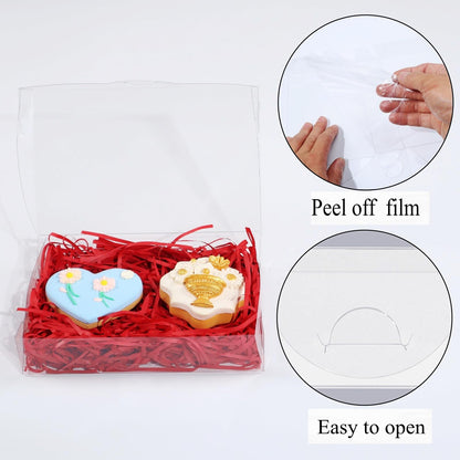 SLShePack 24PCS Clear Plastic Cookie Boxes 7x4.3x1.5 Inch with Window for Chocolate, Truffle, Oreo, Pastry, Bakery, Donut, Brownie, Soap, Party Favors, Wedding, Christmas, Valentine's