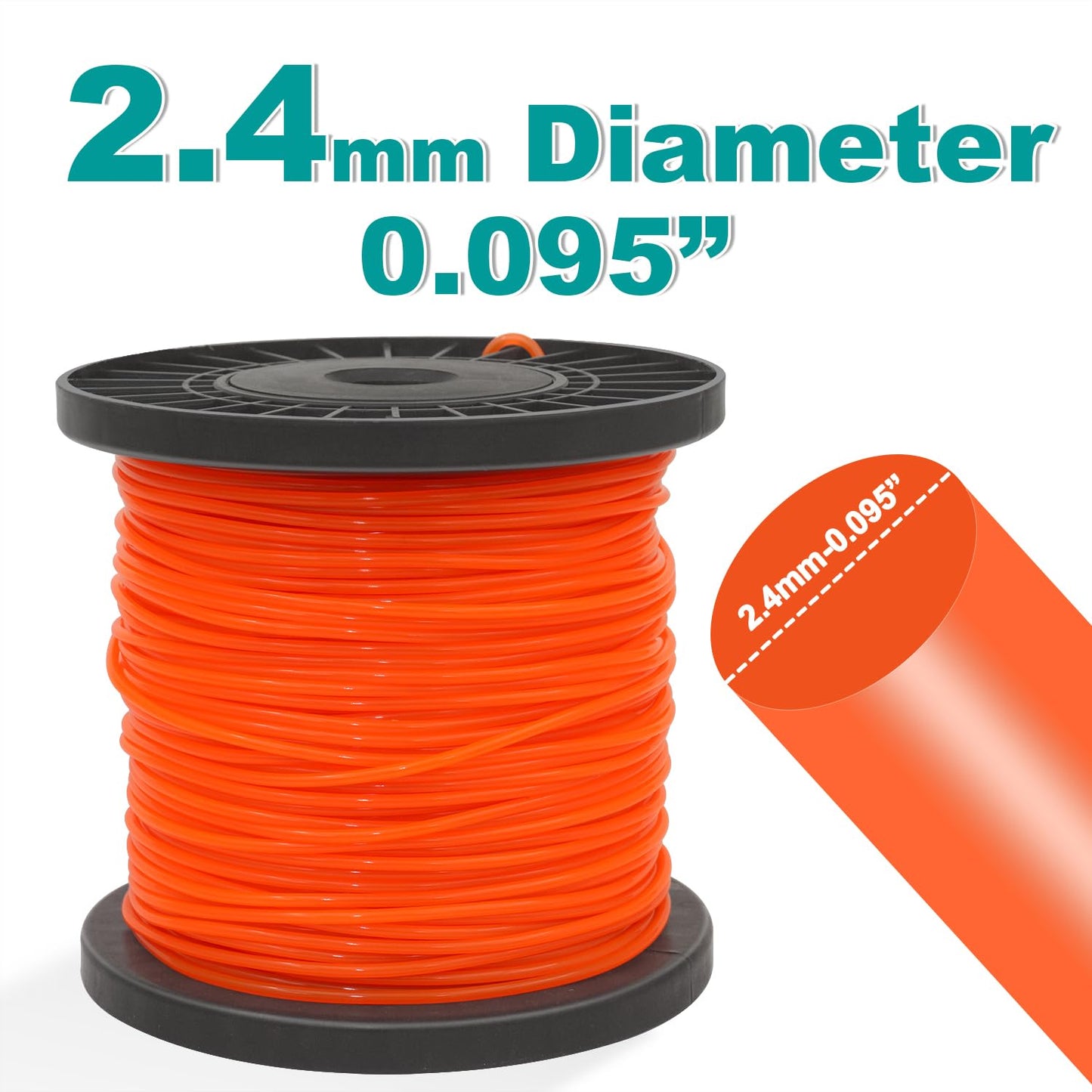 Zeqeey Nylon Weed Eater Trimmer Line 2.4 mm x 100 m 0.095 328 ft Round Strimmer String Cord Rope for Garden Grass Strimmer Weedeater