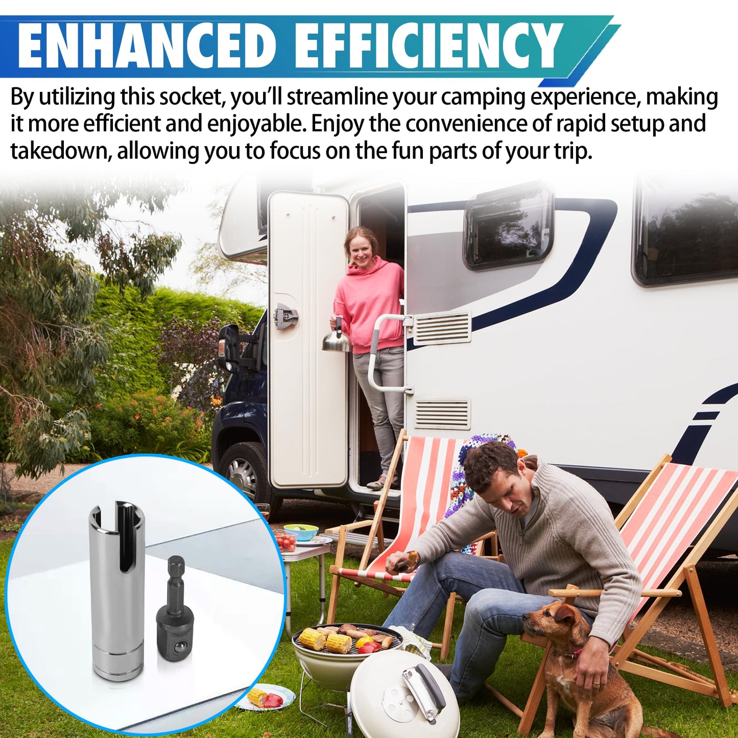 Aussio Trailer Crank Handle for Coleman Fleetwood Pop Up Camper - 3/8 Socket Replacement Popup Trailer Accessories and Parts