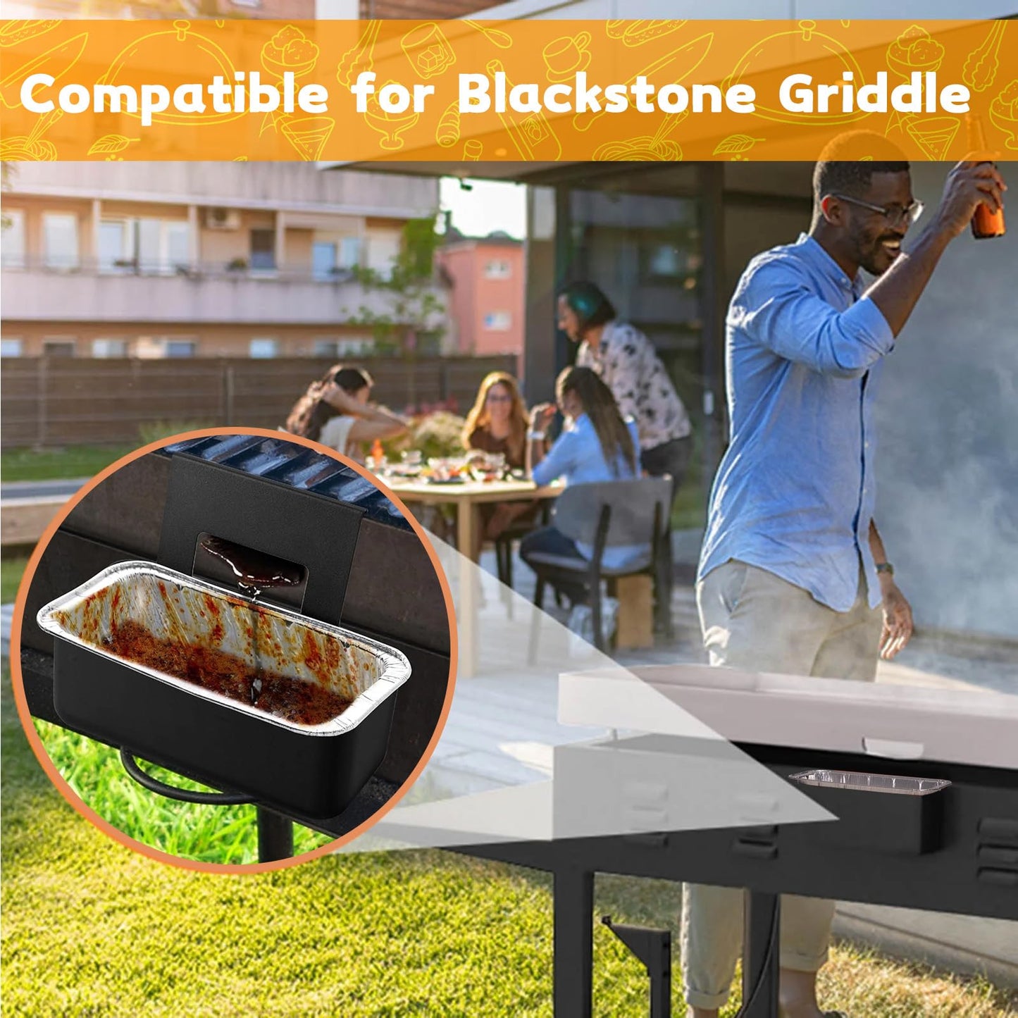 Blackstone Griddle Grease Cup Liner: 20 Pcs Grease Catcher for Blackstone Grill 17 22 28 30 36 Inch Blackstone Griddle Accessories Aluminum Drip Pan Liners Replacement Parts