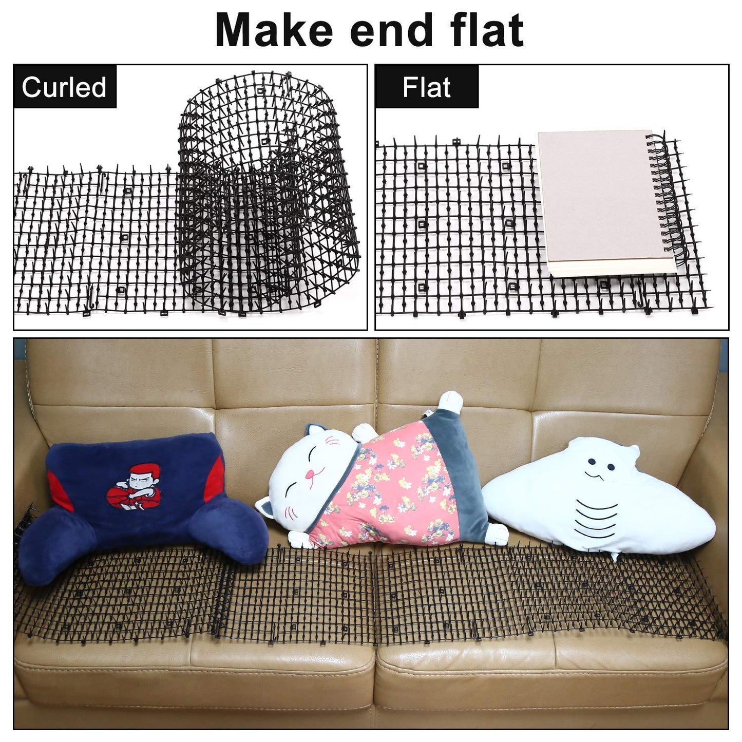 Cat Scat Mat, 78inch, Cat Deterrent Devices Spikes Mat Include 8 Garden Staples, for Garden, Fence, Anti-Cats Network, Bird, Squirrel, Raccoon Spikes