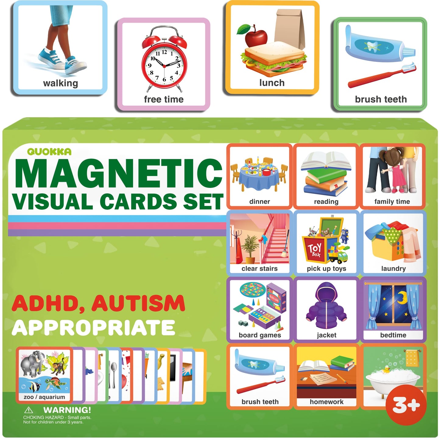 QUOKKA 95 Reward Chore Chart Cards for Multiple Kids - Toys for Autistic Children Age 5-7 ADHD Tools - Kids Autism Behavior Visual Schedule - Routine Responsibility Board Autism Learning Materials