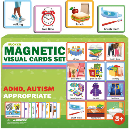 QUOKKA 95 Reward Chore Chart Cards for Multiple Kids - Toys for Autistic Children Age 5-7 ADHD Tools - Kids Autism Behavior Visual Schedule - Routine Responsibility Board Autism Learning Materials