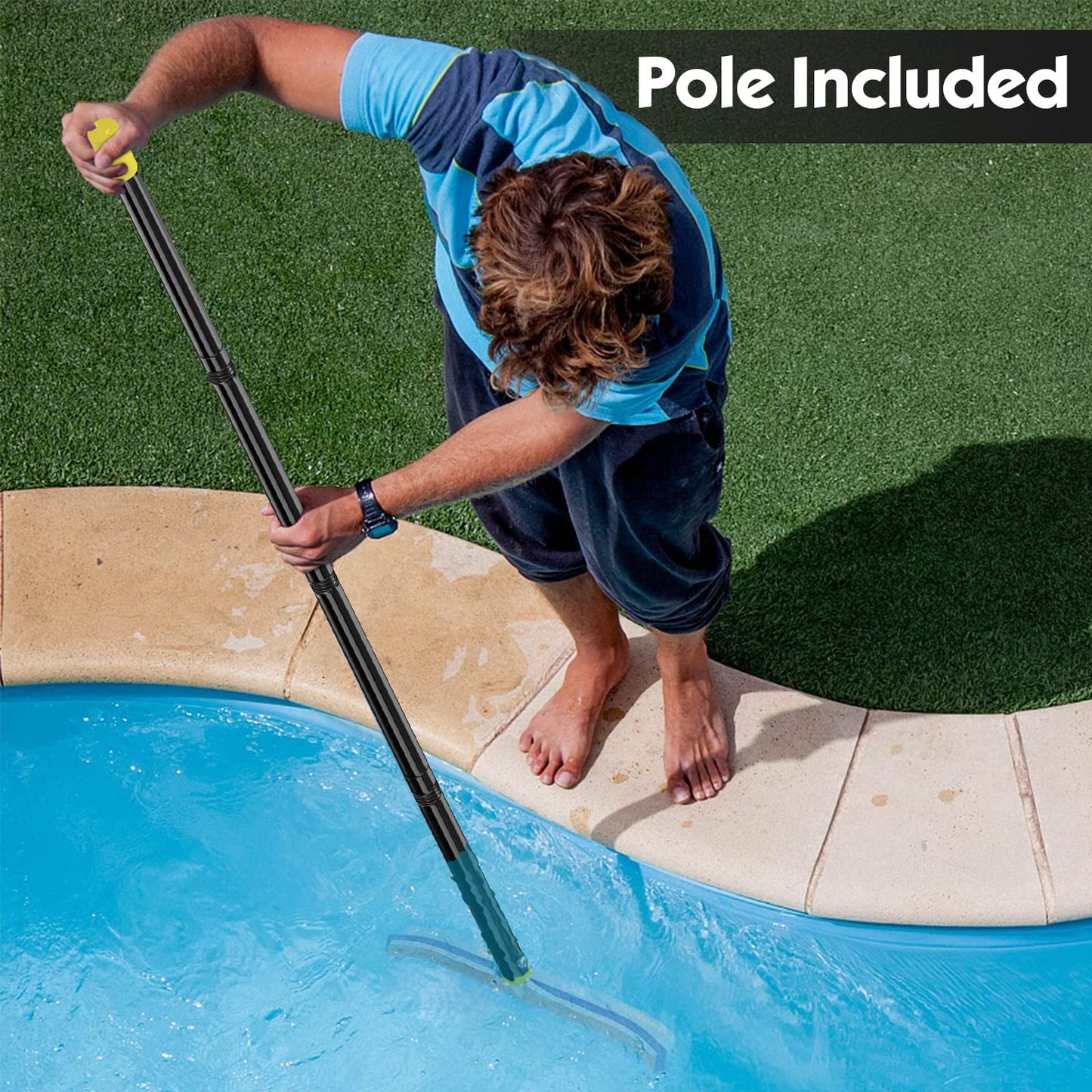 Swimming Pool Brush,Heavy Duty Pool Cleaning Brush with Adjustable Pole Length from 2.6-6FT,18" Polished Nylon Bristles Pool Brush for Cleaning Swimming Pool,Wall,Pools Floor Tiles