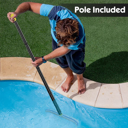 Swimming Pool Brush,Heavy Duty Pool Cleaning Brush with Adjustable Pole Length from 2.6-6FT,18" Polished Nylon Bristles Pool Brush for Cleaning Swimming Pool,Wall,Pools Floor Tiles