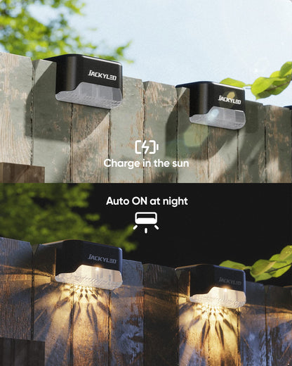 Solar Deck Lights Outdoor 16 Pack, JACKYLED Solar Step Lights Outdoor Waterproof LED Solar Powered Stair Lights for Patio Deck Porch Step Fence Railing Wall Garden Pool Yard